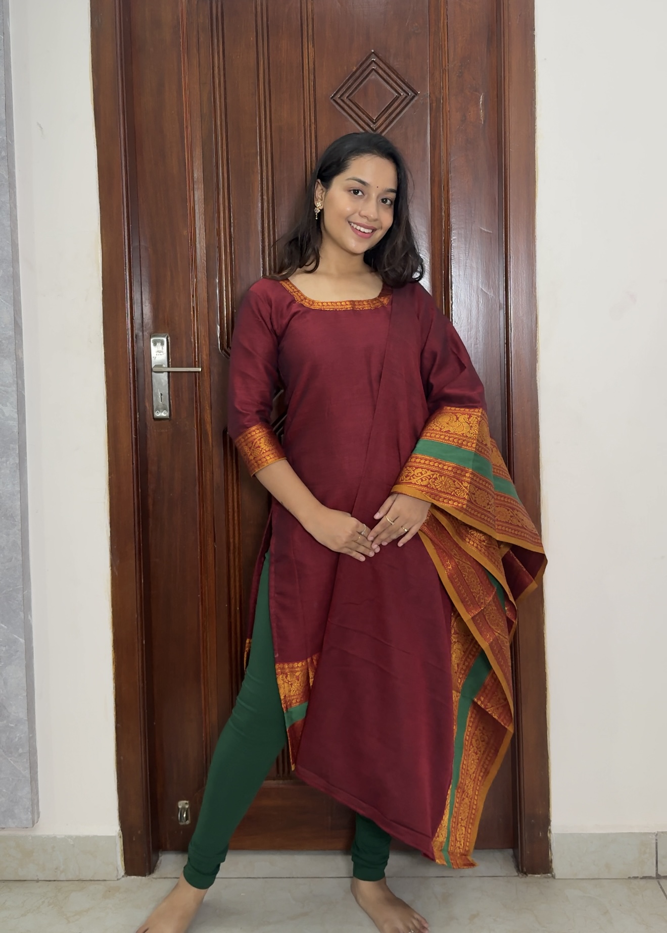 Kanchi Cotton Big Border- Red - Image 2