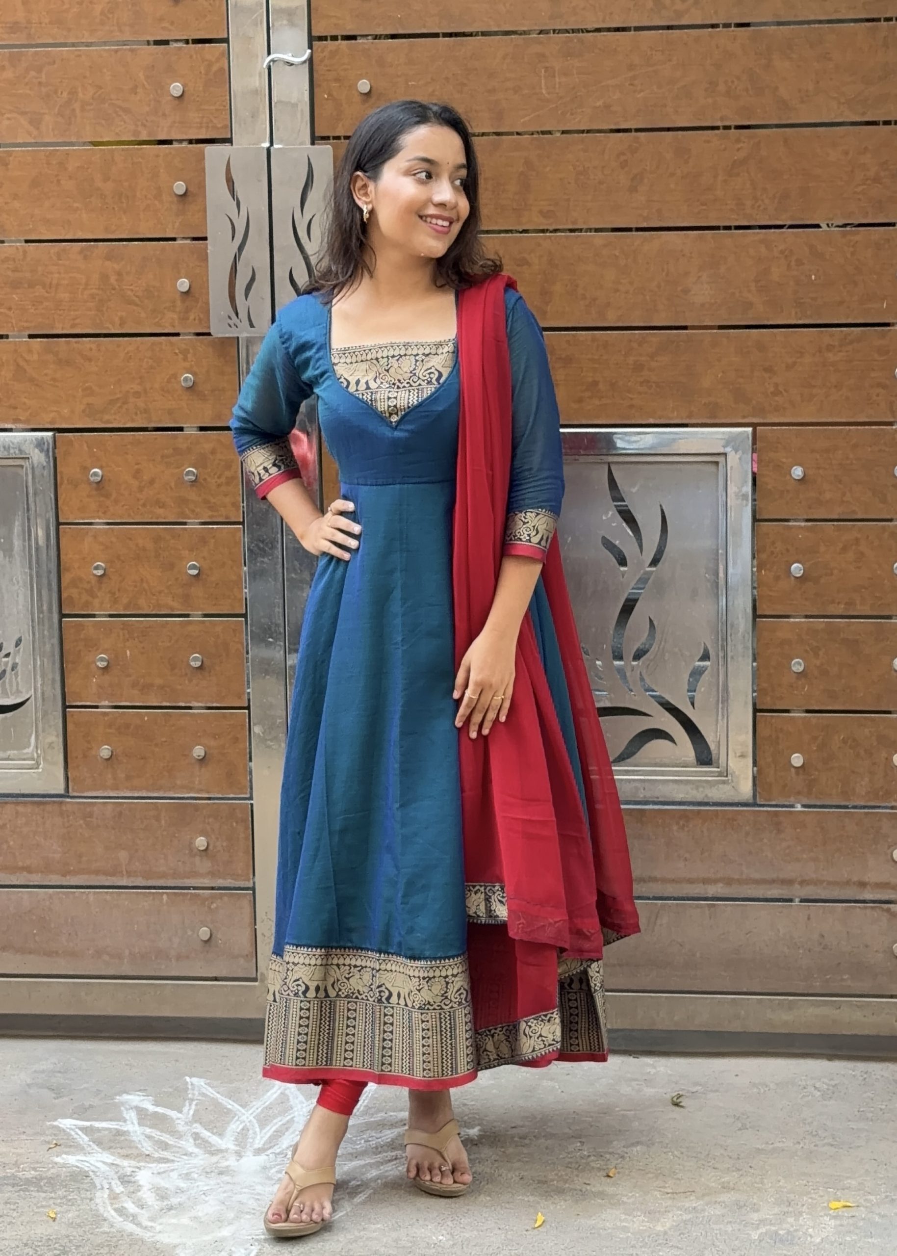 Narayanapet Anarkali - Teal blue