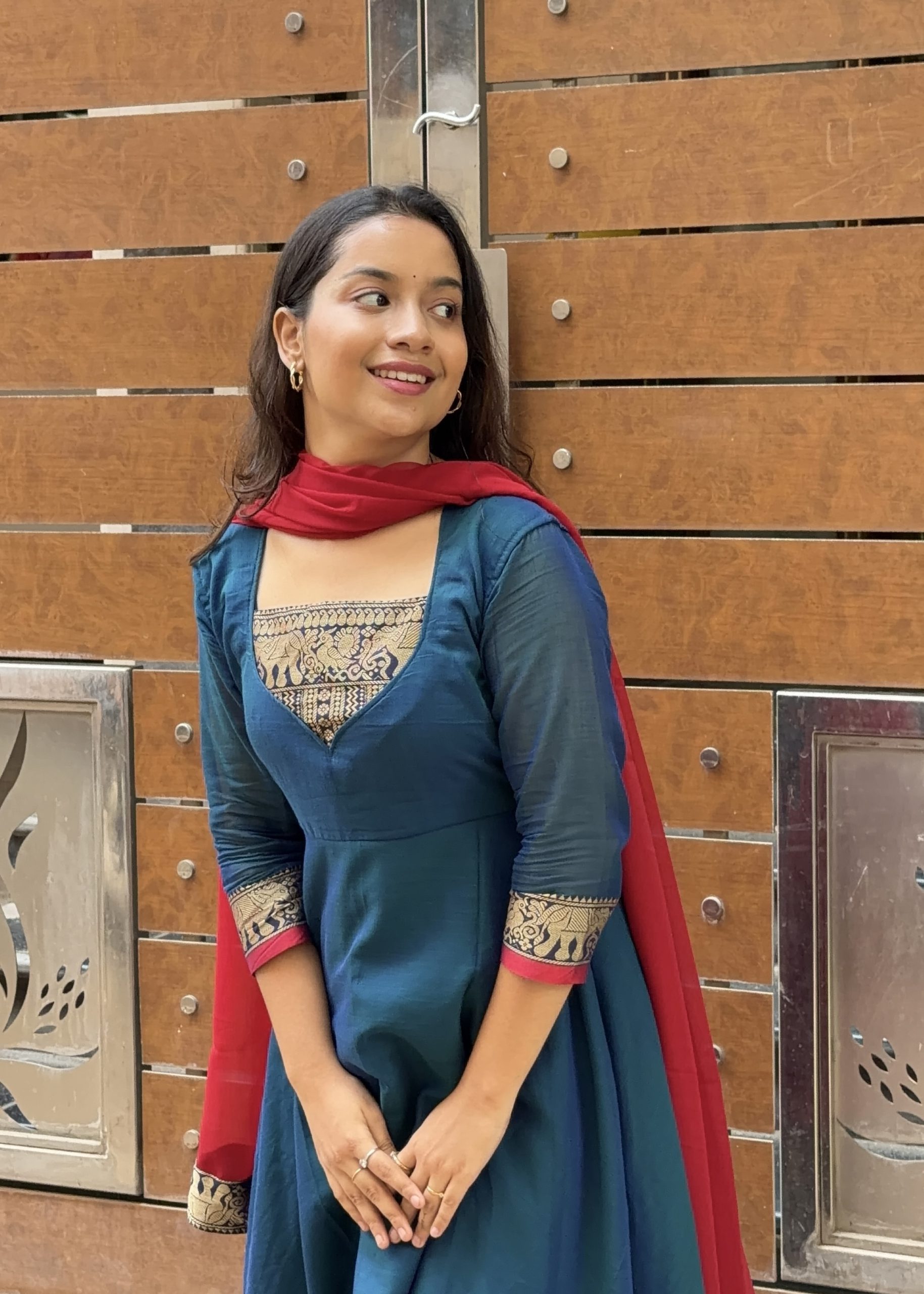 Narayanapet Anarkali - Teal blue - Image 2