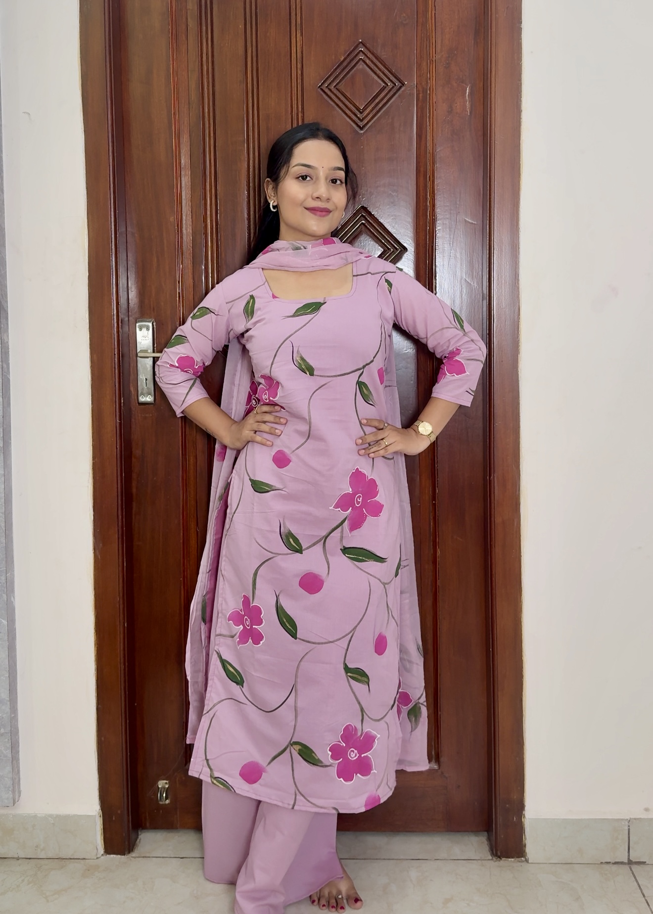 Handpainted Soft Cotton Suits - Baby Pink