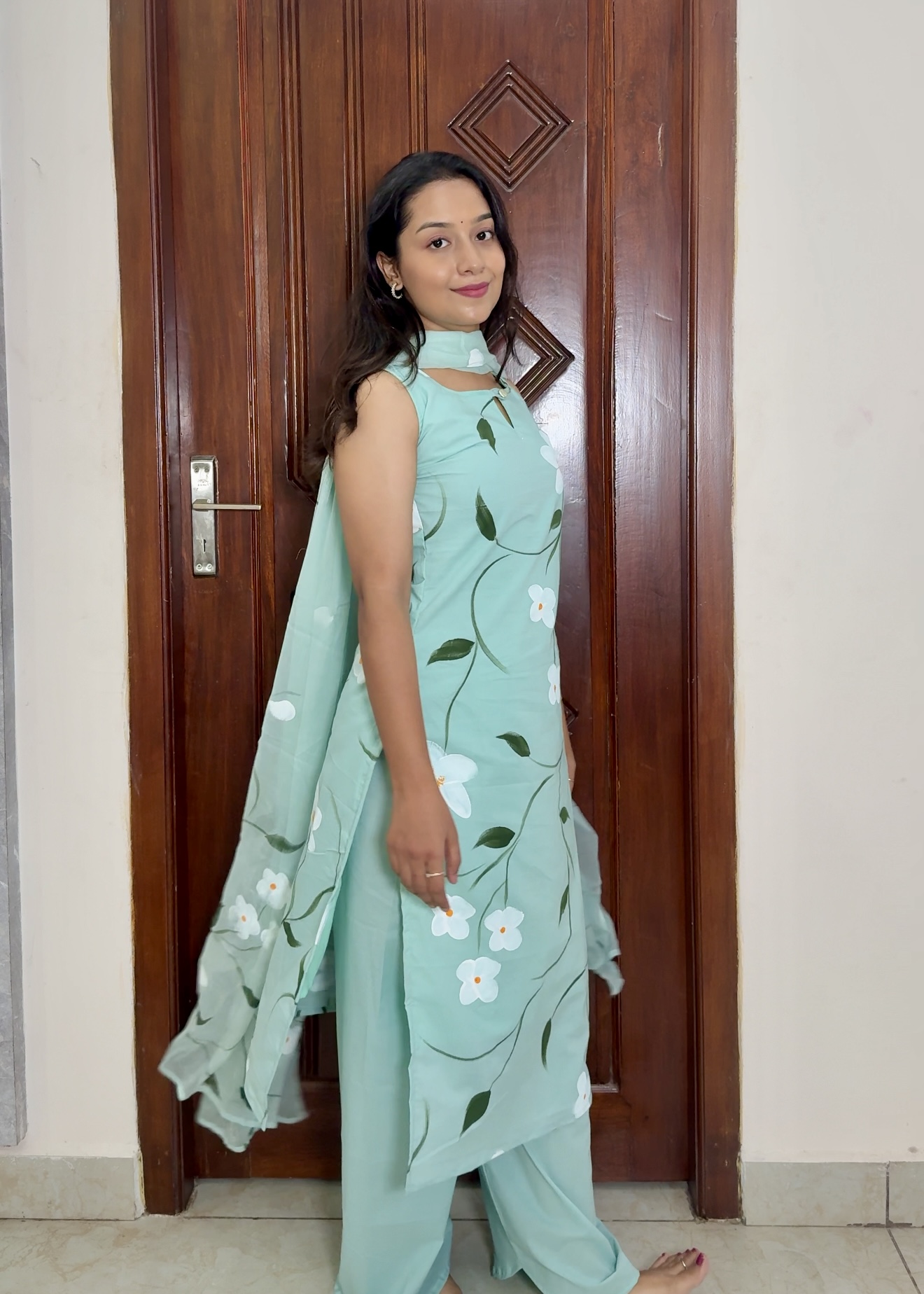 Handpainted Soft Cotton Suits - Ice Blue