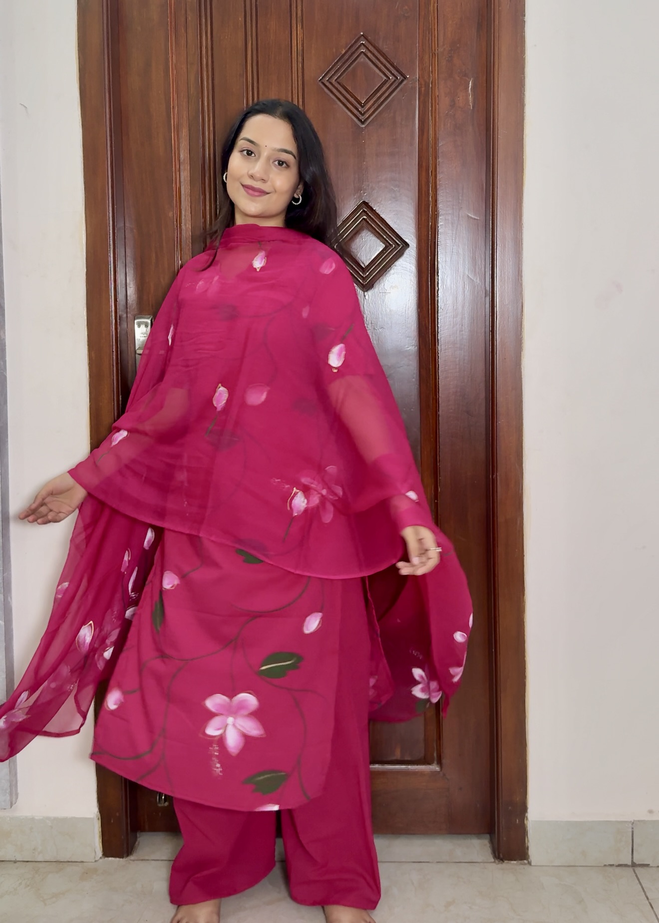 Handpainted Soft Cotton Suits - Rose - Image 2
