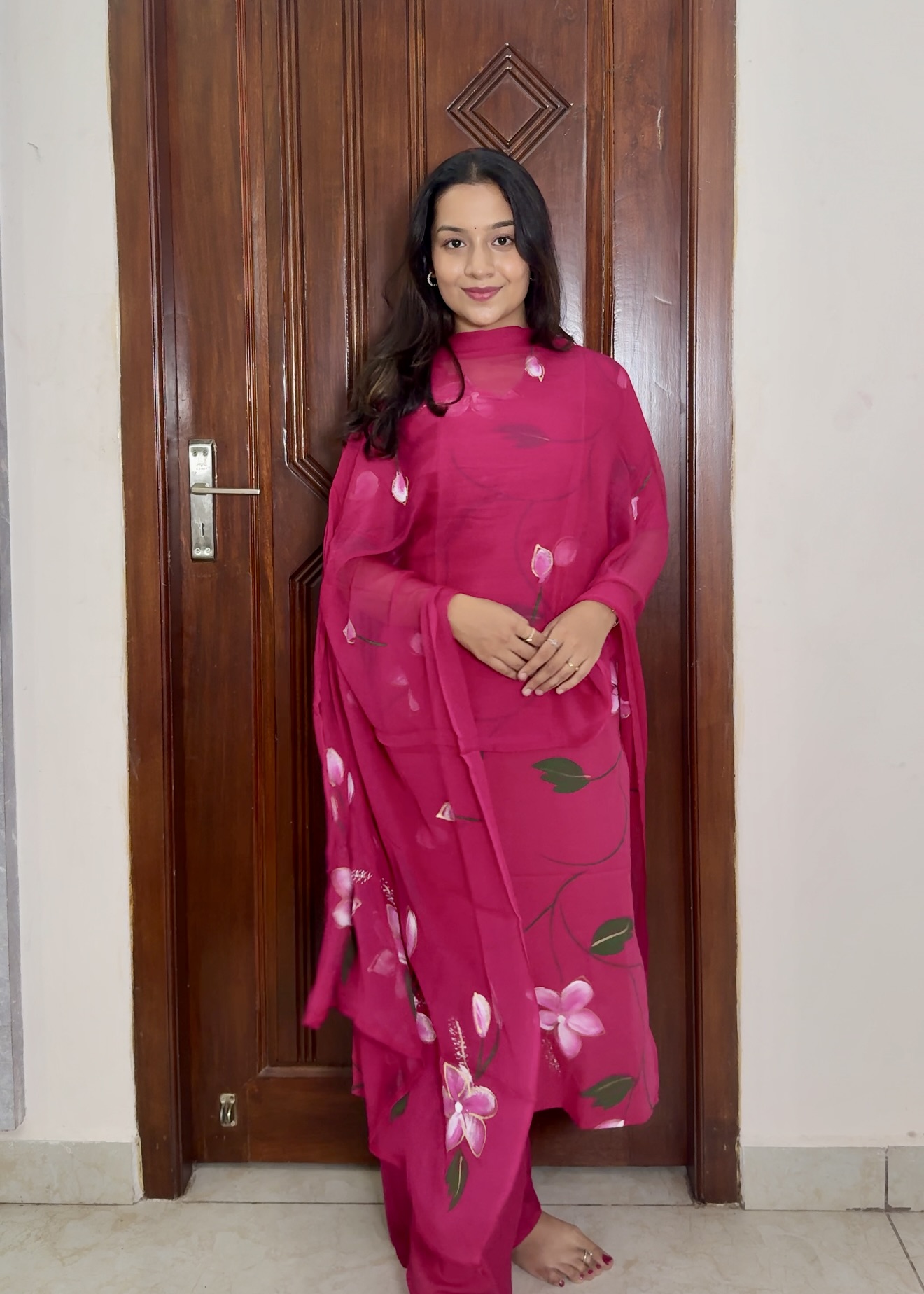 Handpainted Soft Cotton Suits - Rose - Image 3