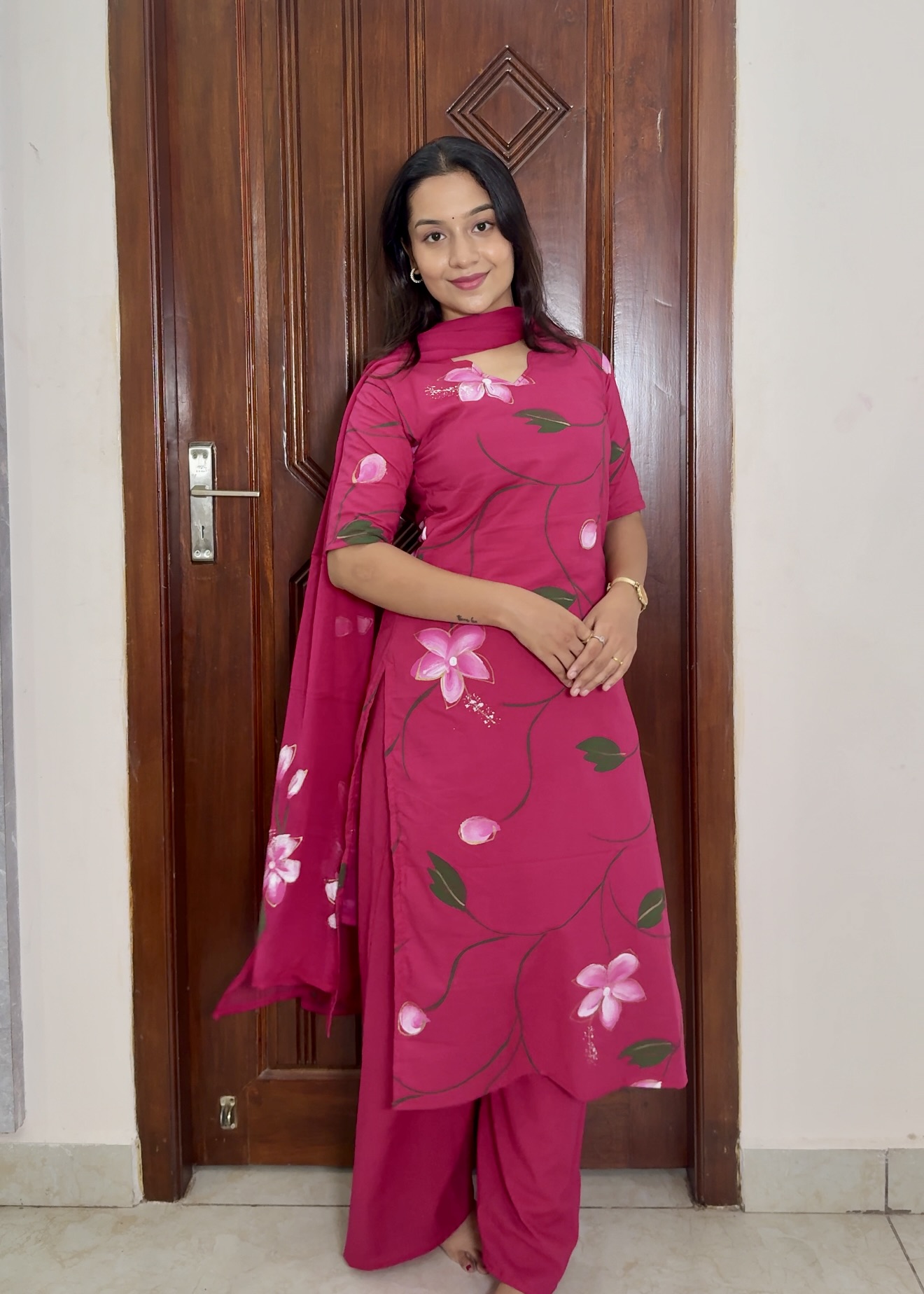 Handpainted Soft Cotton Suits - Rose